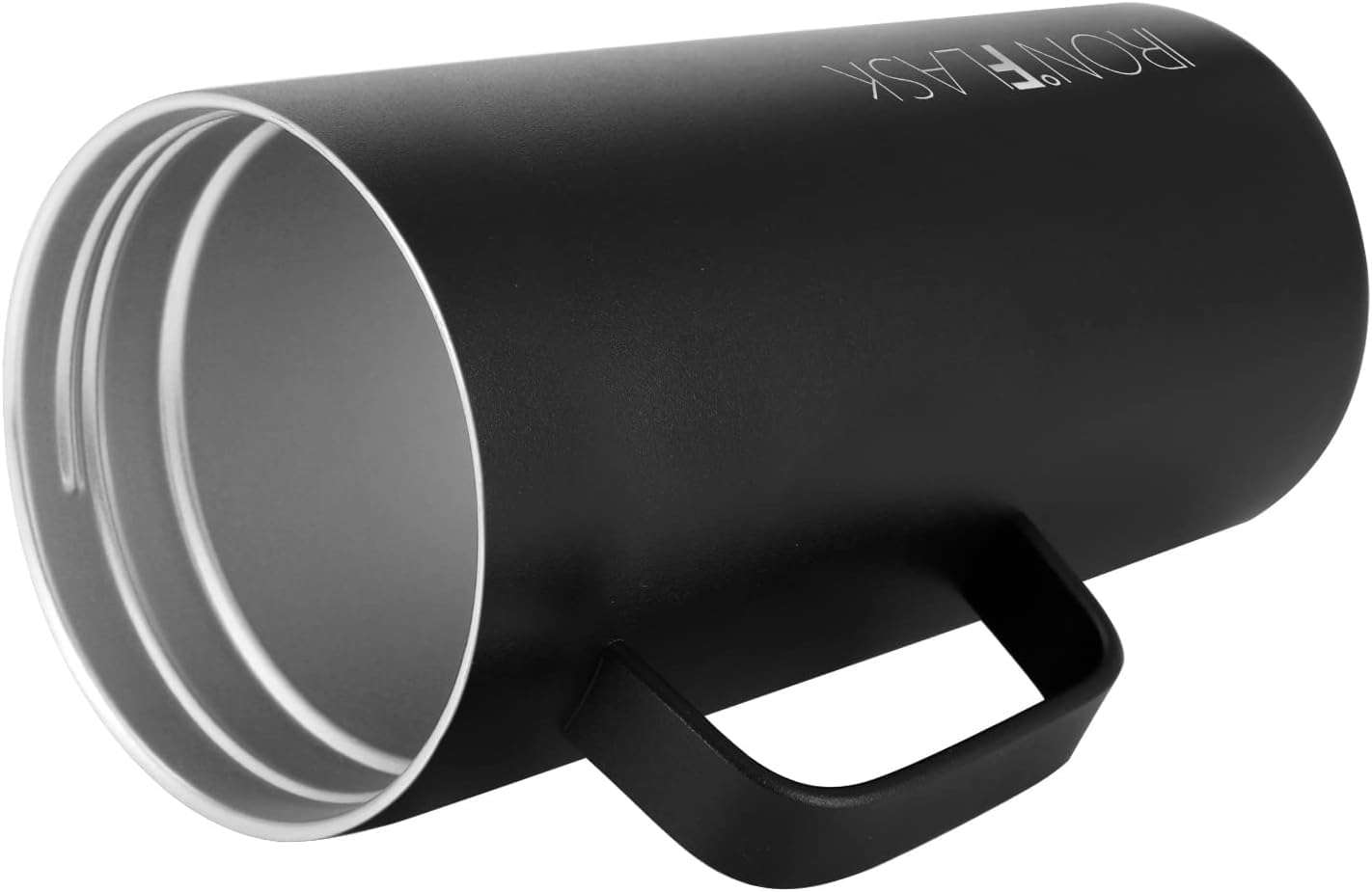 IRON °FLASK Grip Novelty Coffee Mug - Leak Proof, Vacuum Insulated Stainless Steel Bottle, Double Walled, Thermo Travel, Hot Cold, Water Metal Canteen - Midnight Black, 16 Oz - Rubber Bottom 4