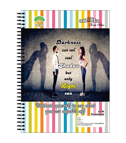 amblitz Spiral Notebook (UnRuled), 6 Subjects- 300 Pages, 70 GSM, 22 * 29 CM.