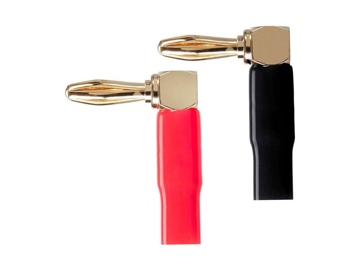 Monoprice 1 Pair Right Angle 24k Gold Plated Banana Speaker Wire Cable Screw Plug Connectors Black/Red 4