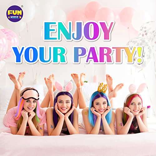 Glitter Tattoo And Hair Color Combo Kit for Girls, Funkidz 6 Colors Hair Chalk Pens Glitter Tattoo Set Hair Beads Tool Kit Gift for Girls Of Ages 8 And Up Washable Colors for Kids Cosplayer Parties 5