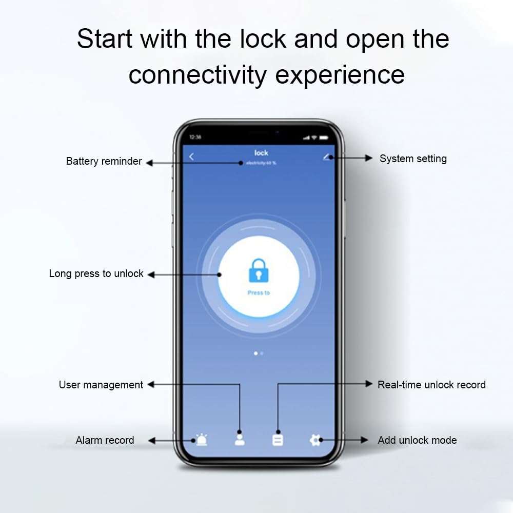 LANRU Smart Door Lock Keyless Entry Door Knob with Keypad BT App Remote Control Password Fingerprint Door Lock with IC Card Mechanical Key for Home Apartment Hotel Office 5