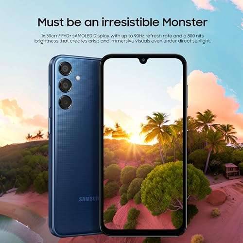 Samsung Galaxy M15 5G Prime Edition (Celestial Blue,8GB RAM,128GB Storage)| Super AMOLED Display| 50MP Triple Cam| 6000mAh Battery| MediaTek Dimensity 6100+| 4 Gen. OS Upgrade & 5 Year Security Update 3