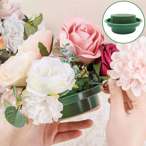 INKNOTE 4Pcs Floral Foam Rounds in Bowls Green DIY Flower Arrangement Kit for Wedding Aisle Garden Home and Artificial Bouquet Party Decoration 5