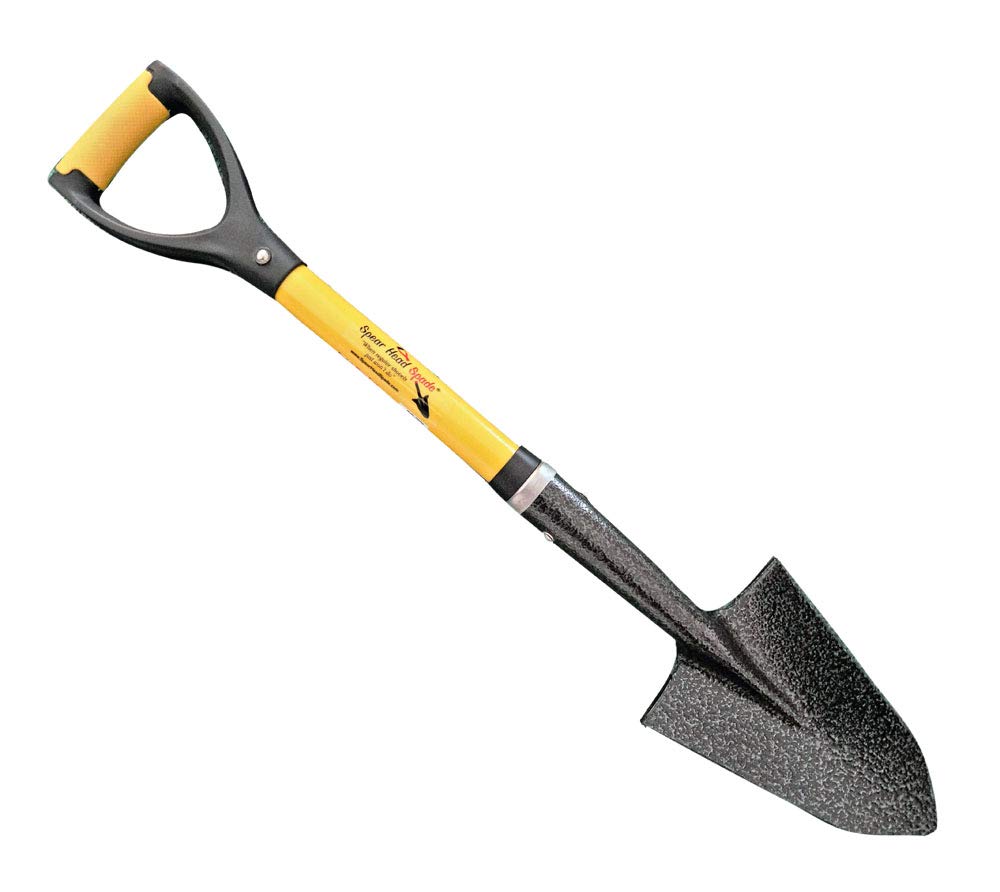 Spear Head Spade Small Mini Reinforced Fiberglass Gardening Shovel with Cushioned D Grip, Carbon Manganese Steel Metal Garden