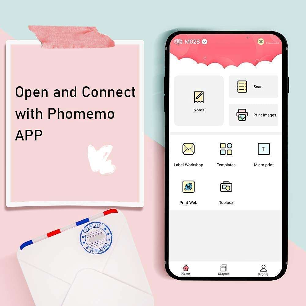 Phomemo M02S Pocket Printer- Bluetooth Thermal Photo Printer with 3 Rolls Colorful Sticker Paper, Compatible with iOS + Android for Plan Journal, Study Notes, Art Creation, Work, Gift 2