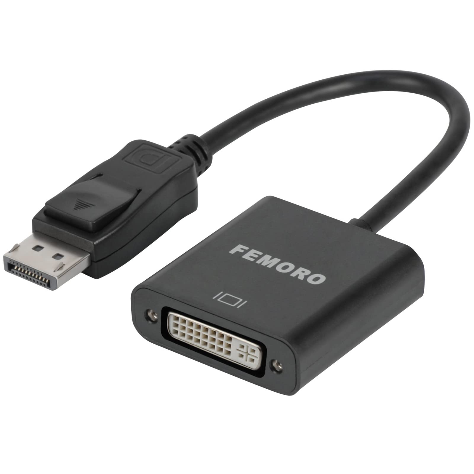 FEMORO DisplayPort to DVI Adapter Converter, Display Port DP to DVI-I Adapter Male to Female 1080P (Male to Female) Compatible with Computer, Desktop, Laptop, PC, Monitor, Projector, HDTV - Black 1