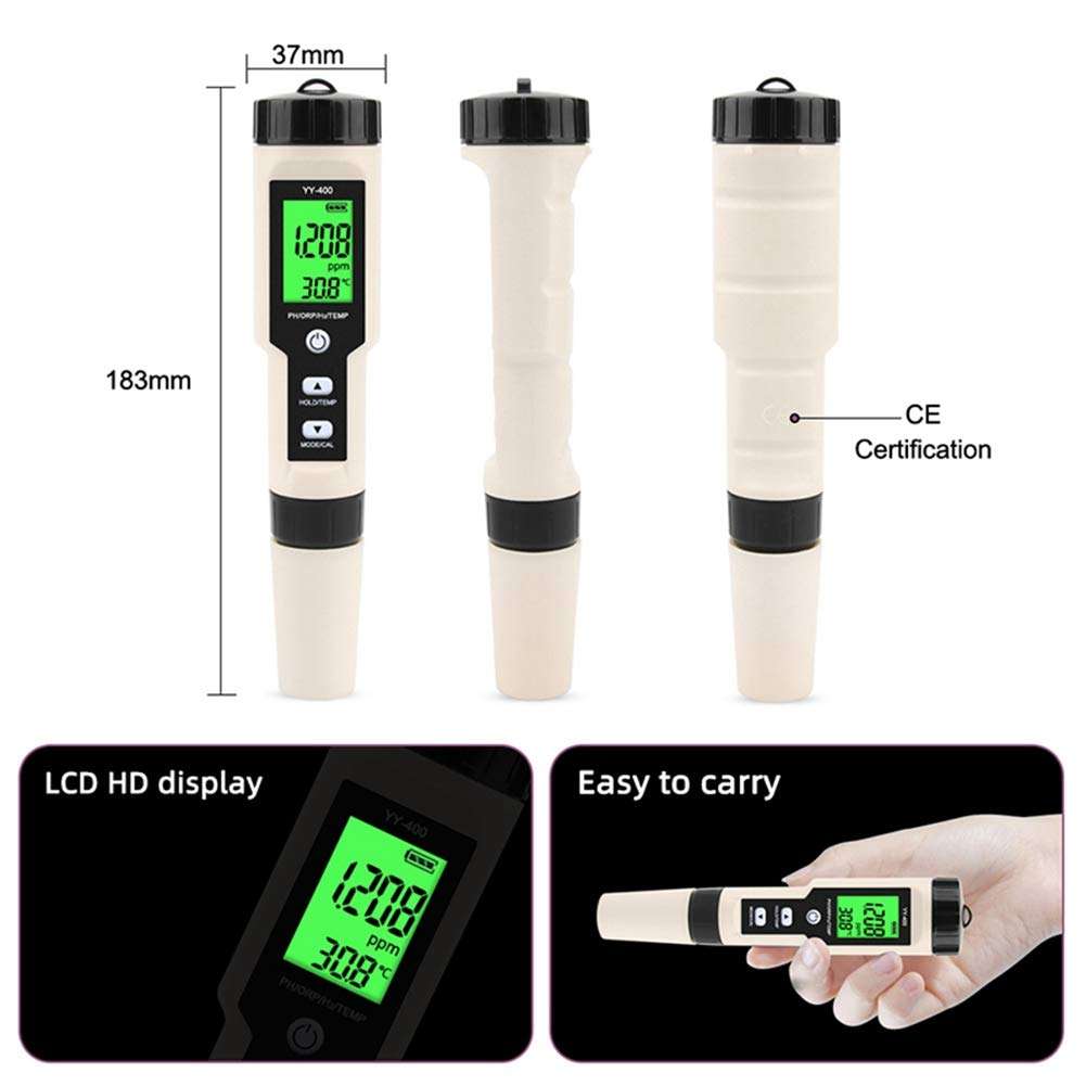 Cobeky New YY-400 Hydrogen Ion Concentration Water Quality Test Pen PH/ORP/H2 and TEM 4 in 1 Digital Drinking Water Meter 5