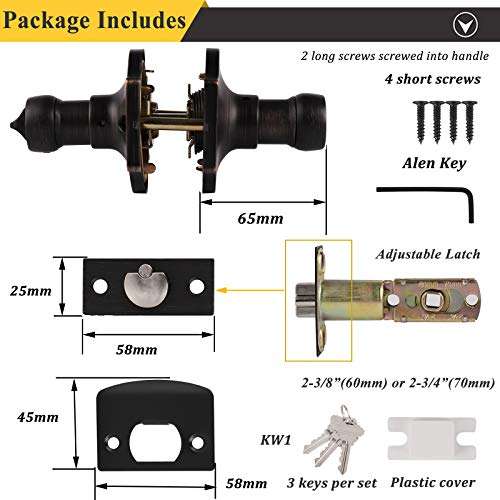 Probrico Keyed Entry Door Locks Camelot Style Wave Door Levers Oil Rubbed Bronze Stainless Steel Door Handles Interior & Exterior Door Locksets for Left & Right Hand Doors (85061OB) 5