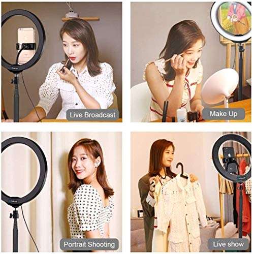 Hailiang 10" LED Ring Light with Tripod Stand Phone Holder Dimmable Desk Makeup Ring Light for Live Streaming YouTube Instagram Video Photography 6