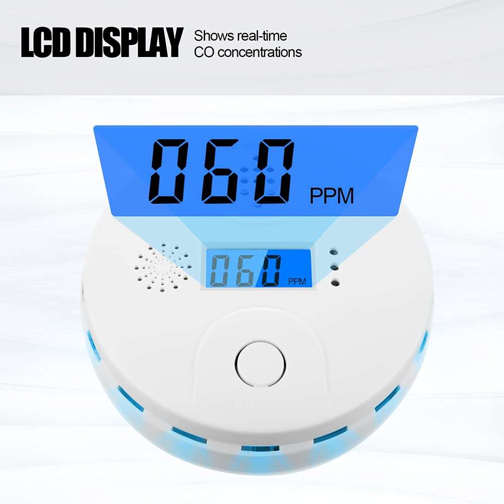 Carbon Monoxide Detector,CO Alarm Detector with Digital Display and Sound Alarm for Home 2pcs 2