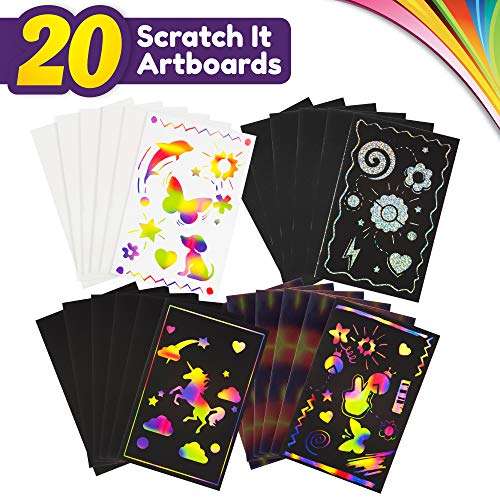Creative Kids Scratch Paper Arts and Crafts Kit for Kids Gifts Ages 6-12 - Scratchboard Stylus Frames - Rainbow Unicorn Home Activity for Boys & Girls Birthday Gift for Children Ages 6+ 2