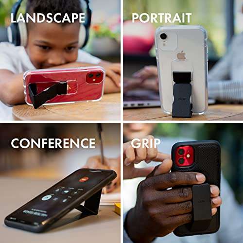 CLCKR Compatible with iPhone 12 and iPhone 12 Pro Case with Kickstand, Phone Grip & Expanding Stand, Cell Phone Cover with Grip Holder, Saffiano Black 3