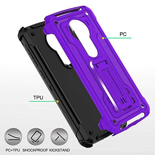 ATUMP Moto E5 Play Case,Moto E5 Cruise Case with HD Screen Protector, Military Grade Drop Protection Defender Full-Body with Kickstand Phone Case for Motorola E Play (5th Generation) Purple 4
