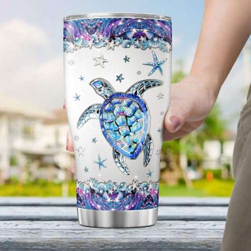 ZAOCHIN Sea Turtle Coffee Tumbler 30 Oz Travel Mug With Lid Christmas Gifts For Women 4