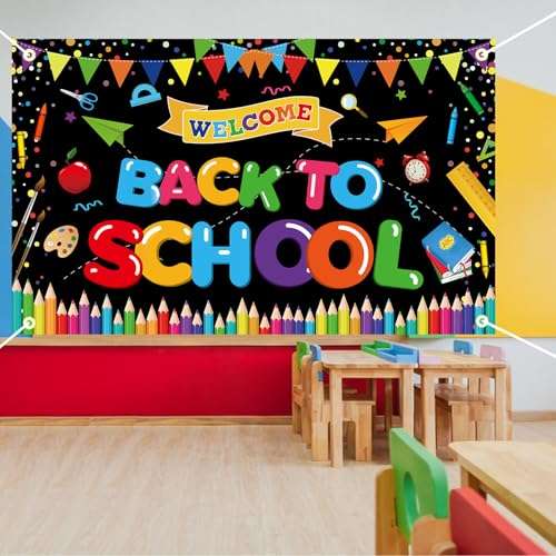 Back to School Decorations, Large Size Welcome Back to School Backdrop Welcome to Kindergarten Banner Decor School Classroom Decorations Supplies 3