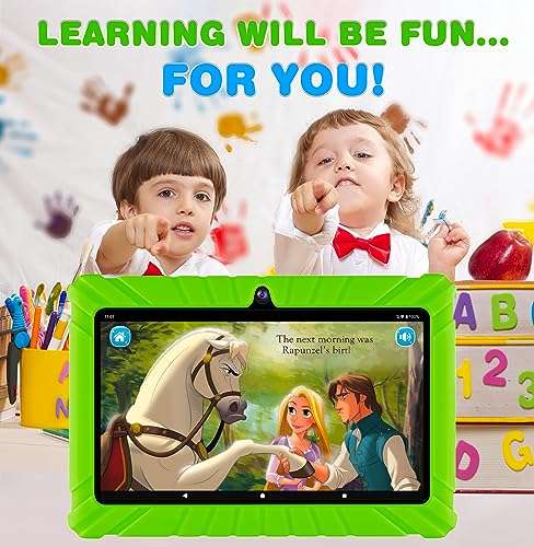 Contixo Kids Tablet V8, 7-inch HD, Ages 3-7, Toddler Tablet with Camera, Parental Control - Android 11, 16GB, WiFi, Learning Tablet for Children, 50+ Disney Storybooks Apps and Kid-Proof Case, Green 5