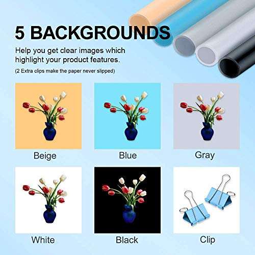 Professional Photo Light Box, Heorryn 16x16x16 Inches Portable Photo Studio Box Folding Shooting Tent Kit with Brightness Dimmable 126 LED Lights and 5 Backdrops for Jewellery, Food, Shoes Photography 4