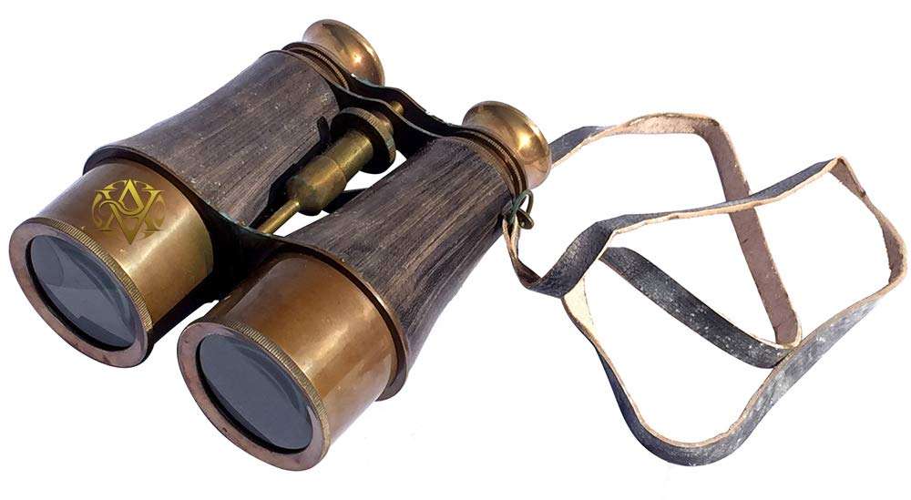 Vintage Brass Binocular Marine Nautical Telescope Leather Cover Strap War Replica Sailor Gifts for Son/Father/Men/Friend 2