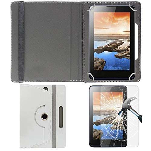 Hello Zone Exclusive 360� Rotating 7� Inch Flip Case Cover + Free Tempered Glass for Asus Google Nexus 7 (2013) -White 1