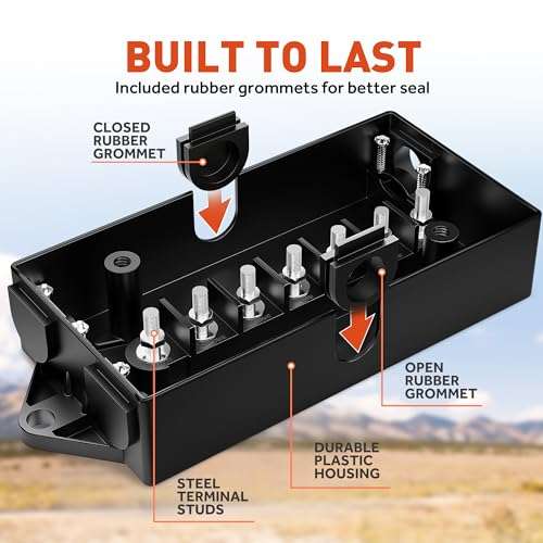 SnowyFox 7 Way Electrical Trailer Junction Box-7 Gang Trailer Wire Connection Box with Clear Cover Weatherproof for Rewiring Camper RV Caravans Boat Light 7 Way Trailer Wire Connectors 5
