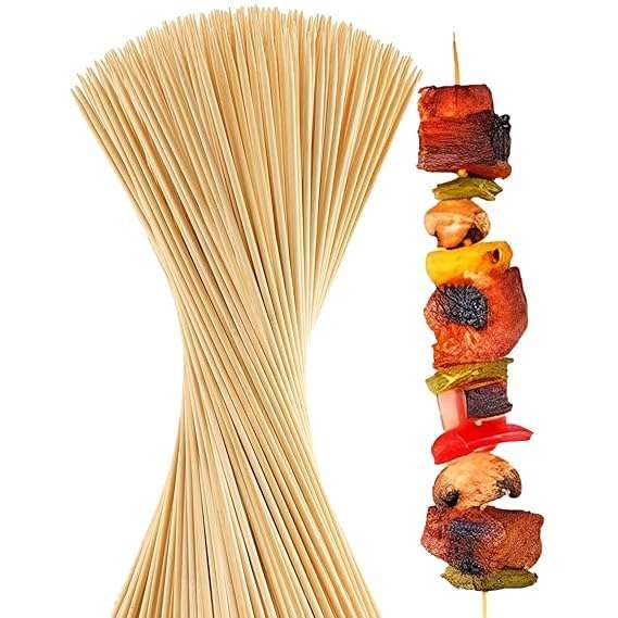 SANWALSA [Pack of 120 Sticks, 6 inch, 2mm] Barbeque Skewers Sticks | Bamboo BBQ Skewer Sticks | Perfect for Grilling, Roasting & Party Treats | Ideal for Parties & Camping 1