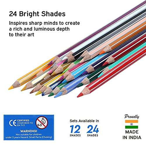 DOMS 24 Shades Super Soft Color Pencils Flat Tin Box|Smooth Color Application|For Blending&Experimenting Different Art Strokes|Non-Toxic&Safe For Childrens|Pack Of 1|Multicolor 3