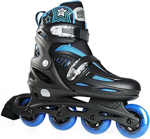 High Bounce Adjustable Inline Skate (Blue, Medium (2-5) ABEC 5)