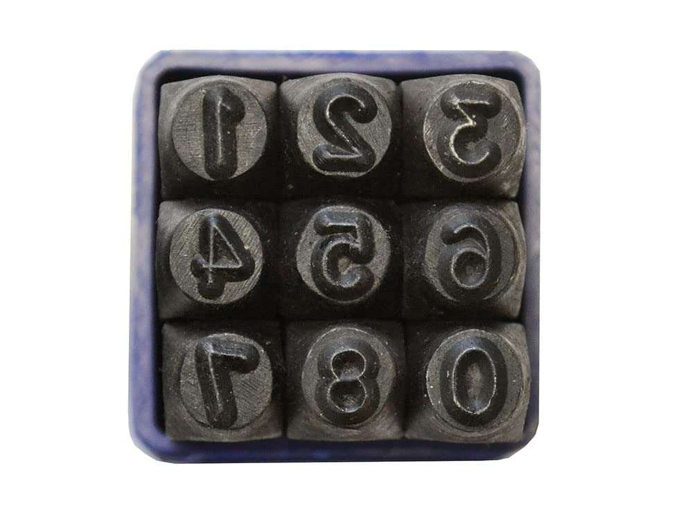 Number Punch Set 9pcs 5/16'' INCH 8mm) | 9 Numbers (0 to 9) | Shiny Black Oxidised finish | Carbon Steel Construction | Hardened to give a Solid Impression 2