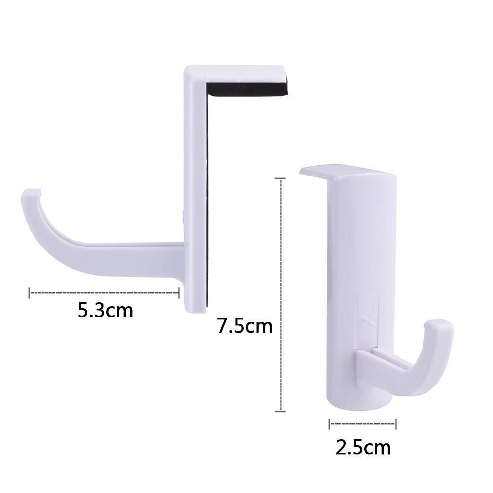 AKOAK 2 Pcs Headphone Headset Hanger Monitor Stand Holder Headset Stick-on Hook for Home and Office,White 6