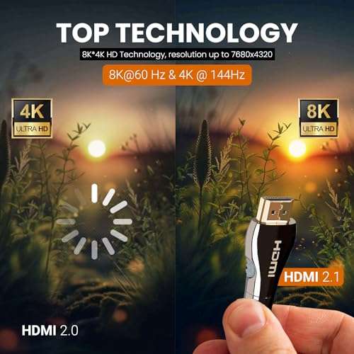 Certified HDMI Cable 6FT (HDMI 2.1 10K 8K) Ultra High Speed HDMI HDR 48Gbps eARC VRR Dolby Atmos Vision for PS5 Xbox Series X RTX 4090 Apple TV 4K Roku Fire Sony LG (6.5FT/2M) 4