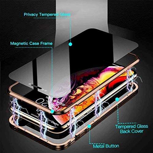Privacy Magnetic Case for iPhone XR, Anti Peep Magnetic Adsorption Privacy Screen Protector Double Sided Tempered Glass Metal Bumper Frame Anti-Peeping Phone Case Anti-Spy Cover for iPhone XR 5