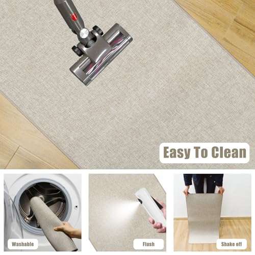 Yancorp 17"x48" Ultra Thin Long Bathroom Rugs,Low Profile Long Bath Mat Non Slip Fit Under Door Absorbent Washable Indoor Door Mat Shower Sink 6