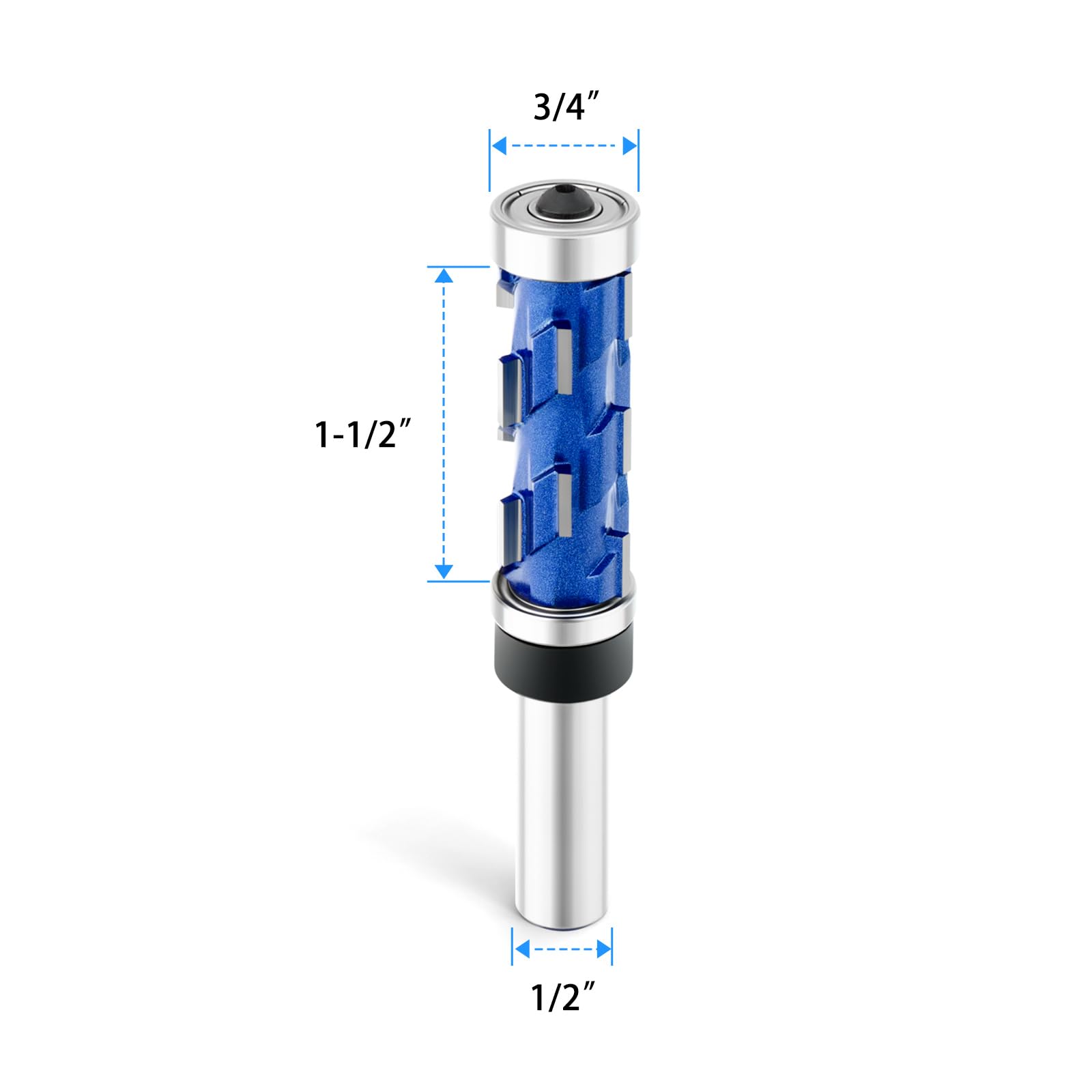 MEANLIN Flush Trim Router Bit 1/2 Inch Shank, 45mm Cutting Length Spiral Cutting Router Bit for Woodworking Trimming, Cutting Diameter: 3/4" 3