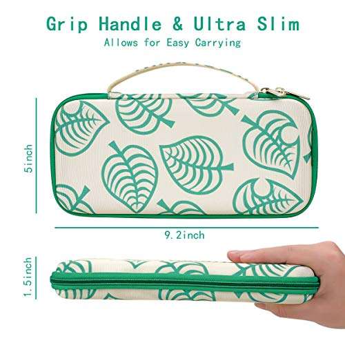 Carrying Case for Nintendo Switch,Travel Carry Cover Hard Shell Storage for Leaf Crossing NS Console and Accessories,Slim Protective Portable Travel Pouch Bag with 10 Game Card Slots for Girls Boys 5