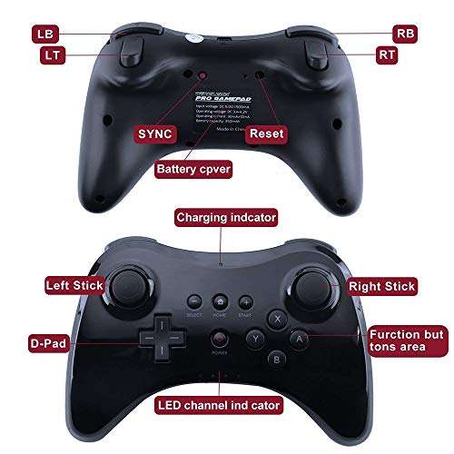 CuleedTec Black Classic Wireless Pro Controller Game Controller Gamepad Joypad Remote for Wii U 2