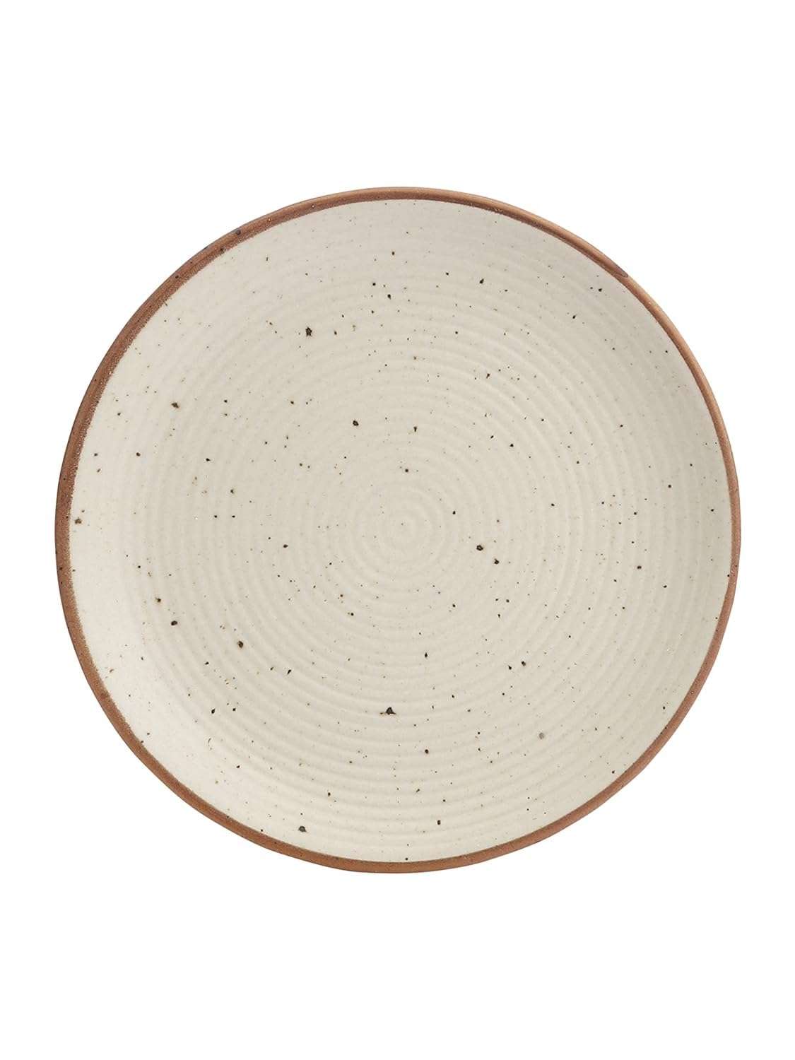 miah decor Quarter Plates Set of 4, Ceramic Stoneware Plates | Cream Snack & Side Plates with Brown Rim | Ribbed Design | Microwave & Dishwasher Safe (MD-705) 5