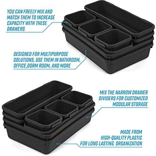 Junk Desk Drawer Organizer Trays - Set of 8 Modular Interlocking Drawer Dividers for Organizing and Storage 5