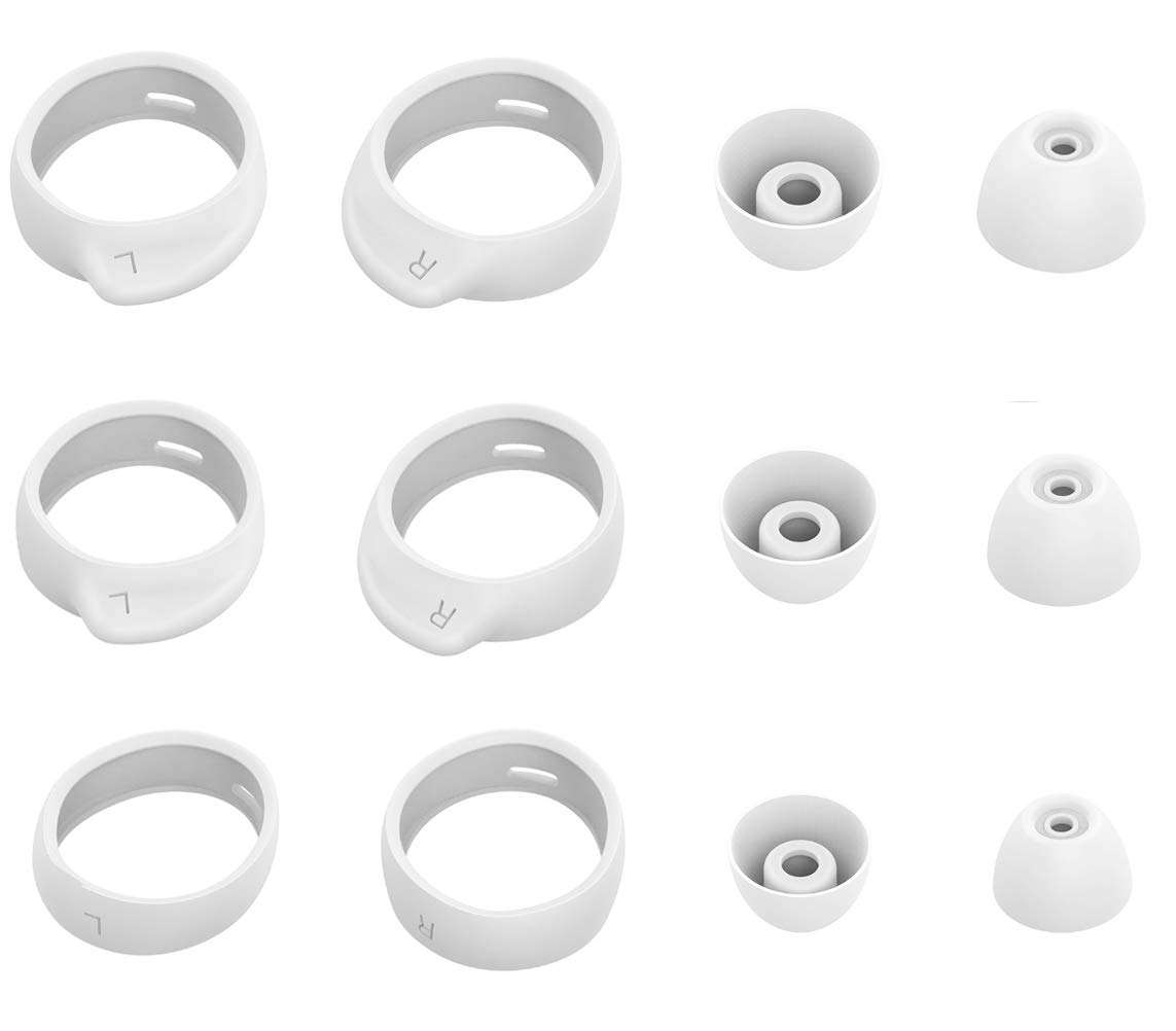 ALXCD Replacement Eartips Earhooks Kit for Galaxy Buds Headphone, S/M/L Size Included Silicone Earbud Tips & Hooks, Fit for Galaxy Buds SM-R170 Headphone 6+6 White 2
