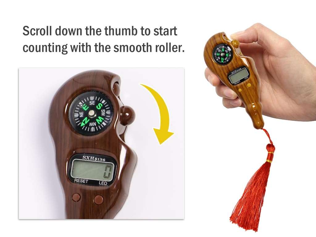 Anlising 3PCS Digital Beads Counter, Buddha Beads Counter, Prayer Beads Counter, Digital Finger Counter, Digital-Tasbih Counter with Compass and Light, for Meditation, Relaxation, Muslim Prayer 5