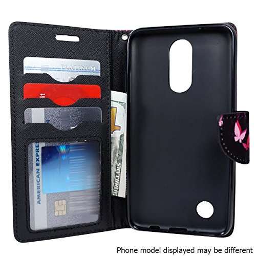 ZASE Compatible with Samsung J7 V, Galaxy J7 Prime, J7 Perx J7 Sky Pro Wallet Pouch Folio PU Leather Case w/[Kickstand] Card Slot For Galaxy J7 (2017), J7V, J7 Perx, J7 Sky (Hot Pink Butterfly Flower) 5