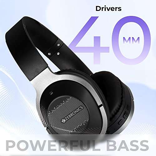 Zebronics Zoom Bluetooth 5.0 Wireless Headphone with 50 Hours Battery Backup, Deep Bass, Voice Assistant, Dual Pairing, Foldable Design, Built-in Mic and Calling Function 4