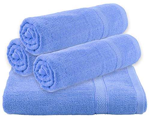 Heart Home 100 Percent Cotton 4 Pieces Full Size Bath Towel 30"x60" (Blue) CTHH5095