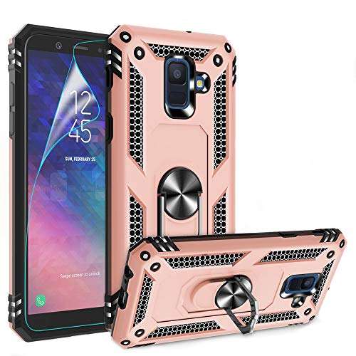 Compatible for Samsung Galaxy A42 5G Case with HD Screen Protector, Gritup Military Grade Dual Layer Protective Shockproof Cover Built-in Magnetic Kickstand Phone Case for Samsung A42 5G, Red-1 1