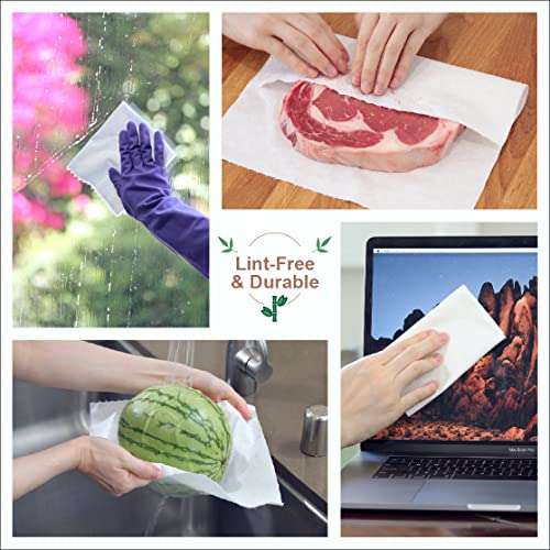 Anjia® Original Reusable Bamboo Rayon Towels - 50 Sheets, A Wash Bag Included - Great as Kitchen Paper Towel, Facial Washcloth, Napkins, Cleaning Cloth and Dish Rags - Replacement of Paper Towels Bulk 3