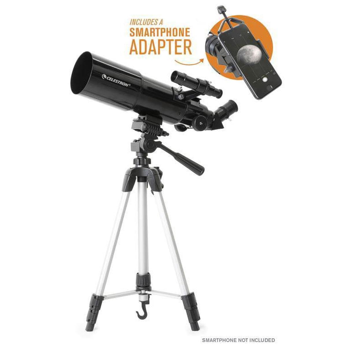 Celestron Travel Scope 80 Portable Refractor Telescope – 80mm Aperture, Fully-Coated Glass Optics – Includes Tripod, Smartphone Adapter, Backpack & Software – Ideal for Beginners & Travel 2