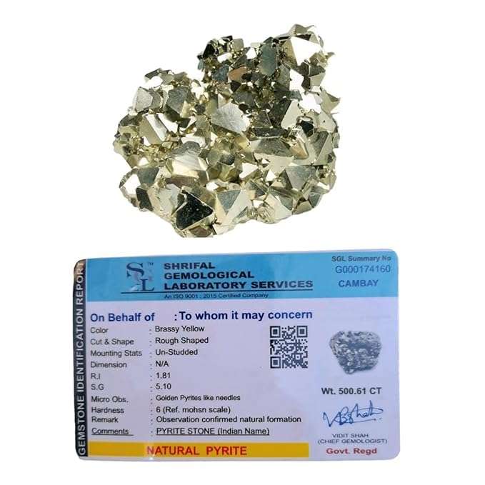 Pyrite Stone Original Cluster Stone - Natural Golden Pyrite Stone Rock Specimen Geodes for Healing, Willpower, Money Manifestation, Vastu, and Business - Certified Original Pyrite 500 Grams+ 1
