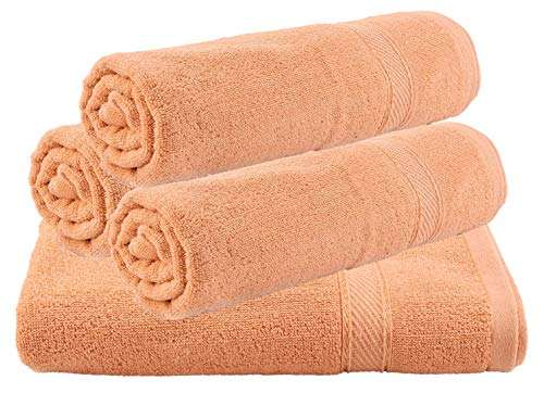 Heart Home 100 Percent Cotton 4 Pieces Full Size Bath Towel 30"x60" (Light Brown) CTHH5103
