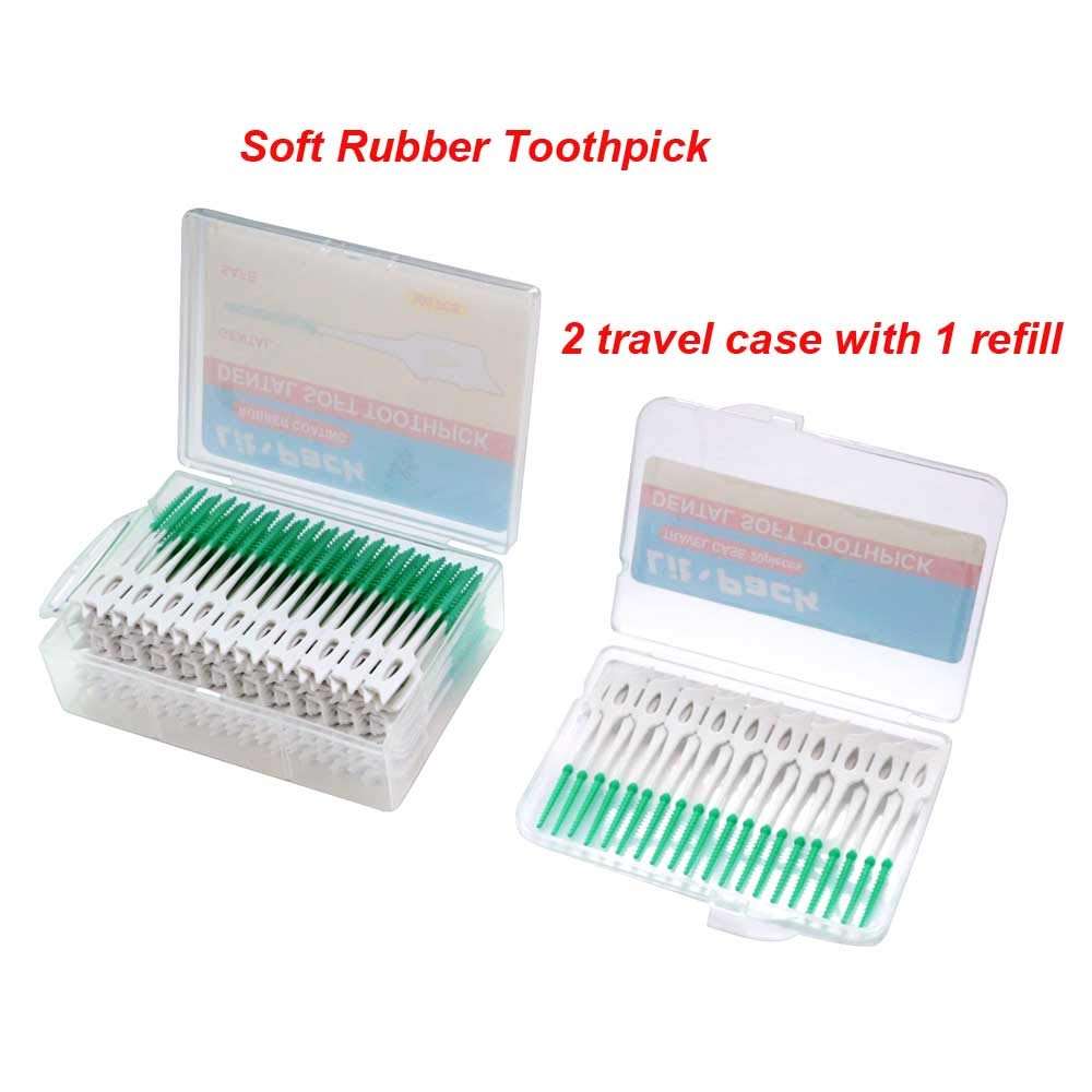 Silicone Soft Dental Pick Easy to Use Interdental Brush Teeth Pick for Teeth Cleaning and Gum Health with Travel Cases Dentist Recommended Dental Picks (2 Travel case 1 Refill) 2