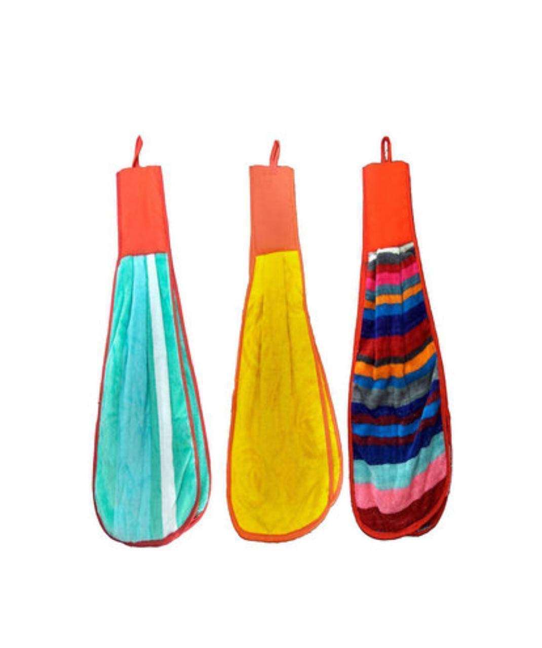 GLEAM Hanging Cotton 3 Pieces Cotton Washbasin Napkin/Hand Towel for Kitchen and Bathroom (Multi-1, 3) 1