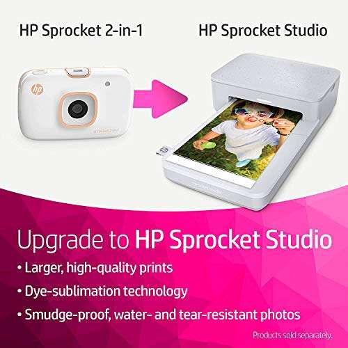 HP Sprocket 2-in-1 Portable Photo Printer & Instant Camera, print social media photos on 2x3" sticky-backed paper - Red (2FB98A) 2